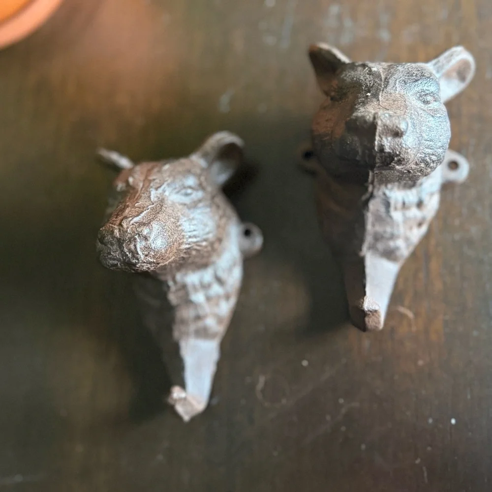 Set of Vintage Cast Iron Bear Wall Hooks